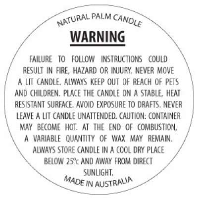 Candle caution labels
