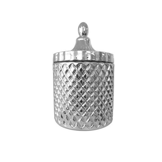 Large Geo Candle Jar (500ml) Silver