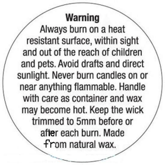 Natural Wax 30mm Candle Warning Labels (x100)