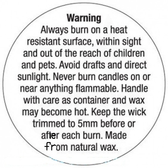 Natural Wax 30mm Candle Warning Labels (x100)