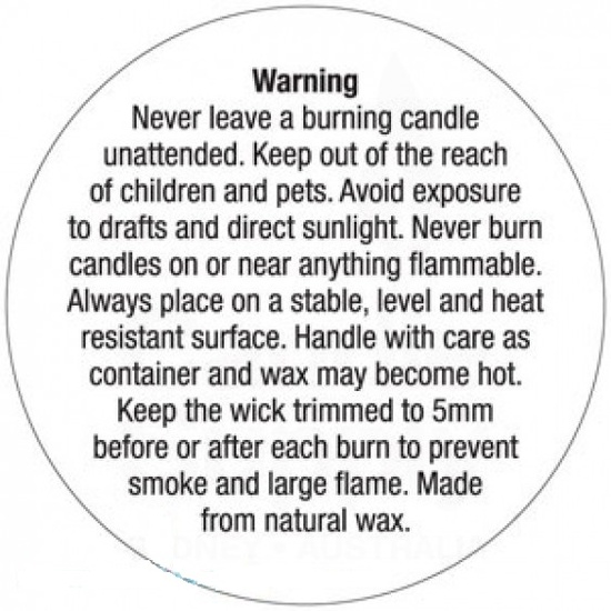 Natural Wax 50mm Candle Warning Labels (x100)