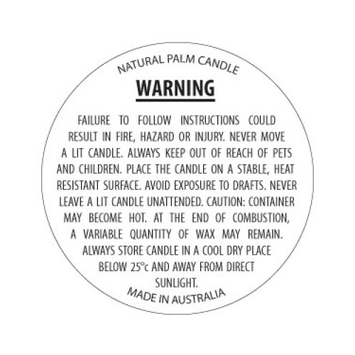 Palm Wax 40mm Candle Warning Labels (x240)