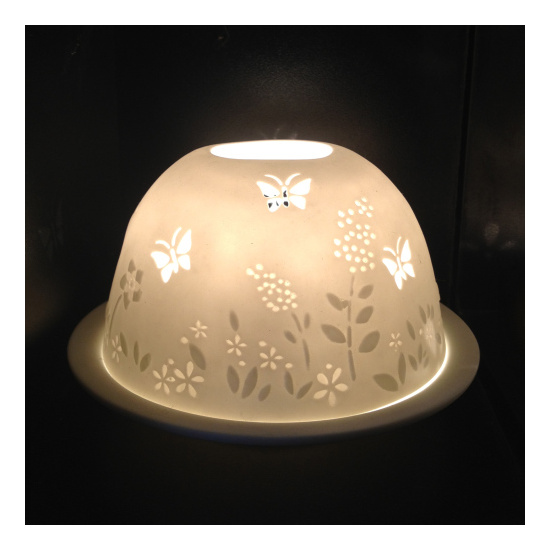 Luminous Butterfly - White Porcelain Tealight Holder