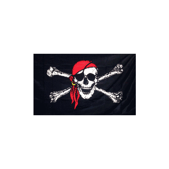 Jolly Roger Red Bandana Polyester Flag (5ft x 3ft)